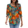 imageXIEERDUO Blouses for Women Dressy Casual 34 Length Sleeve Womens Tops with Smocked CuffsStropical Leaves