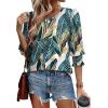 imageXIEERDUO Blouses for Women Dressy Casual 34 Length Sleeve Womens Tops with Smocked CuffsTpalm Leaves