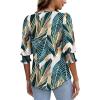 imageXIEERDUO Blouses for Women Dressy Casual 34 Length Sleeve Womens Tops with Smocked CuffsTpalm Leaves