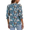 imageXIEERDUO Blouses for Women Dressy Casual 34 Length Sleeve Womens Tops with Smocked CuffsUblue Floral