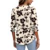 imageXIEERDUO Blouses for Women Dressy Casual 34 Length Sleeve Womens Tops with Smocked CuffsVbeige Black Floral