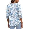 imageXIEERDUO Blouses for Women Dressy Casual 34 Length Sleeve Womens Tops with Smocked CuffsVlight Blue Floral