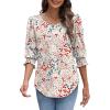 imageXIEERDUO Blouses for Women Dressy Casual 34 Length Sleeve Womens Tops with Smocked CuffsVlight Pink Floral