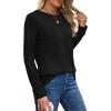 imageXIEERDUO Long Sleeve Shirts for Women Casual Crew Neck Basic Fall Tops Loose Fit ComfyBlack