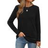 imageXIEERDUO Long Sleeve Shirts for Women Casual Crew Neck Basic Fall Tops Loose Fit ComfyBlack