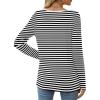 imageXIEERDUO Long Sleeve Shirts for Women Casual Crew Neck Basic Fall Tops Loose Fit ComfyBlack Striped