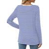 imageXIEERDUO Long Sleeve Shirts for Women Casual Crew Neck Basic Fall Tops Loose Fit ComfyBlue Striped