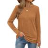 imageXIEERDUO Long Sleeve Shirts for Women Casual Crew Neck Basic Fall Tops Loose Fit ComfyCaramel