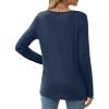 imageXIEERDUO Long Sleeve Shirts for Women Casual Crew Neck Basic Fall Tops Loose Fit ComfyDark Blue