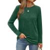 imageXIEERDUO Long Sleeve Shirts for Women Casual Crew Neck Basic Fall Tops Loose Fit ComfyDark Green