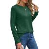 imageXIEERDUO Long Sleeve Shirts for Women Casual Crew Neck Basic Fall Tops Loose Fit ComfyDark Green