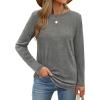 imageXIEERDUO Long Sleeve Shirts for Women Casual Crew Neck Basic Fall Tops Loose Fit ComfyGray