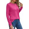 imageXIEERDUO Long Sleeve Shirts for Women Casual Crew Neck Basic Fall Tops Loose Fit ComfyHot Pink