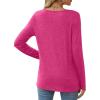 imageXIEERDUO Long Sleeve Shirts for Women Casual Crew Neck Basic Fall Tops Loose Fit ComfyHot Pink