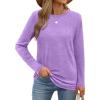 imageXIEERDUO Long Sleeve Shirts for Women Casual Crew Neck Basic Fall Tops Loose Fit ComfyLavender
