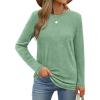imageXIEERDUO Long Sleeve Shirts for Women Casual Crew Neck Basic Fall Tops Loose Fit ComfyLight Green