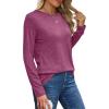 imageXIEERDUO Long Sleeve Shirts for Women Casual Crew Neck Basic Fall Tops Loose Fit ComfyMaroon