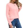 imageXIEERDUO Long Sleeve Shirts for Women Casual Crew Neck Basic Fall Tops Loose Fit ComfyPink