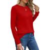 imageXIEERDUO Long Sleeve Shirts for Women Casual Crew Neck Basic Fall Tops Loose Fit ComfyRed