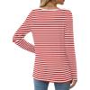 imageXIEERDUO Long Sleeve Shirts for Women Casual Crew Neck Basic Fall Tops Loose Fit ComfyRed Striped