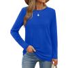imageXIEERDUO Long Sleeve Shirts for Women Casual Crew Neck Basic Fall Tops Loose Fit ComfyRoyal Blue