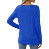 imageXIEERDUO Long Sleeve Shirts for Women Casual Crew Neck Basic Fall Tops Loose Fit ComfyRoyal Blue