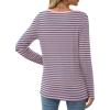imageXIEERDUO Long Sleeve Shirts for Women Casual Crew Neck Basic Fall Tops Loose Fit ComfyStriped Pink