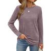 imageXIEERDUO Long Sleeve Shirts for Women Casual Crew Neck Basic Fall Tops Loose Fit ComfyTaupe