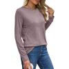 imageXIEERDUO Long Sleeve Shirts for Women Casual Crew Neck Basic Fall Tops Loose Fit ComfyTaupe