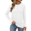imageXIEERDUO Long Sleeve Shirts for Women Casual Crew Neck Basic Fall Tops Loose Fit ComfyWhite