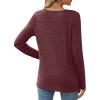 imageXIEERDUO Long Sleeve Shirts for Women Casual Crew Neck Basic Fall Tops Loose Fit ComfyWine Red
