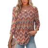 imageXIEERDUO 34 Length Sleeve Tops for Women 2025 Crewneck Casual Pleated Tunic Tops Loose Fit Shirts BlousesFboho