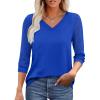 imageXIEERDUO 34 Length Sleeve Womens Tops VNeck Lace Tunic Tops Business Casual Blouses 2025Dark Blue