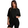 imageOversized T Shirts for Women Summer Crewneck Short Sleeve Basic Tops Loose FitAblack