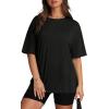 imageOversized T Shirts for Women Summer Crewneck Short Sleeve Basic Tops Loose FitAblack