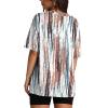 imageOversized T Shirts for Women Summer Crewneck Short Sleeve Basic Tops Loose FitBrown Stripe