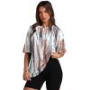 imageOversized T Shirts for Women Summer Crewneck Short Sleeve Basic Tops Loose FitBrown Stripe