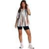 imageOversized T Shirts for Women Summer Crewneck Short Sleeve Basic Tops Loose FitBrown Stripe