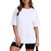imageOversized T Shirts for Women Summer Crewneck Short Sleeve Basic Tops Loose FitBwhite