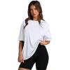 imageOversized T Shirts for Women Summer Crewneck Short Sleeve Basic Tops Loose FitBwhite