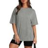 imageOversized T Shirts for Women Summer Crewneck Short Sleeve Basic Tops Loose FitCgrey