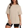 imageOversized T Shirts for Women Summer Crewneck Short Sleeve Basic Tops Loose FitDkhaki