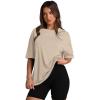 imageOversized T Shirts for Women Summer Crewneck Short Sleeve Basic Tops Loose FitDkhaki
