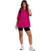imageOversized T Shirts for Women Summer Crewneck Short Sleeve Basic Tops Loose FitFhot Pink