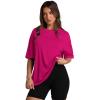 imageOversized T Shirts for Women Summer Crewneck Short Sleeve Basic Tops Loose FitFhot Pink