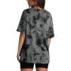 imageOversized T Shirts for Women Summer Crewneck Short Sleeve Basic Tops Loose FitGgrey Tie Dye