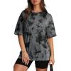imageOversized T Shirts for Women Summer Crewneck Short Sleeve Basic Tops Loose FitGgrey Tie Dye