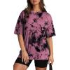 imageOversized T Shirts for Women Summer Crewneck Short Sleeve Basic Tops Loose FitGpink Tie Dye