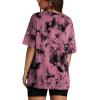 imageOversized T Shirts for Women Summer Crewneck Short Sleeve Basic Tops Loose FitGpink Tie Dye