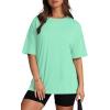 imageOversized T Shirts for Women Summer Crewneck Short Sleeve Basic Tops Loose FitLake Green
